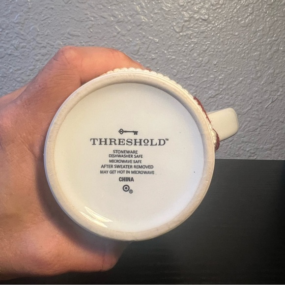 NEW Threshold White Stoneware Mug with Ugly Christmas Knit Sweater Cozy Sleeve - Picture 5 of 6